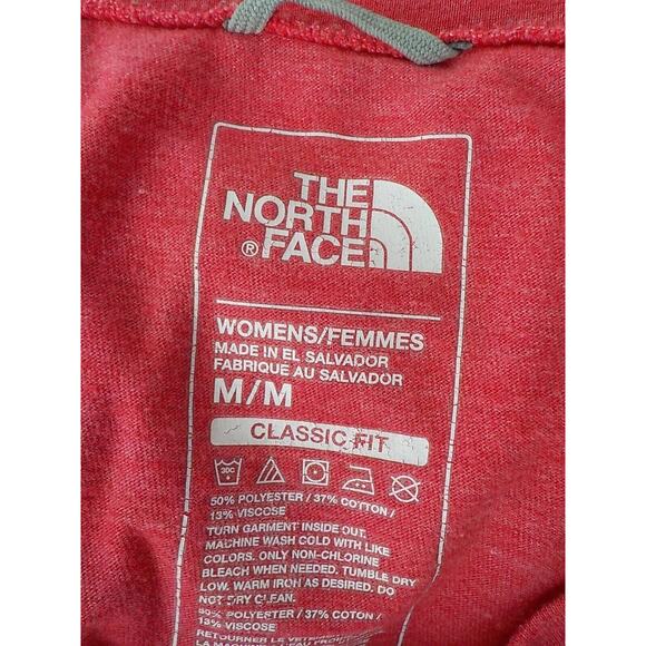 The North Face Red T-Shirt Long Sleeves Classic Fit Women Medium Cotton Blend - Picture 6 of 7